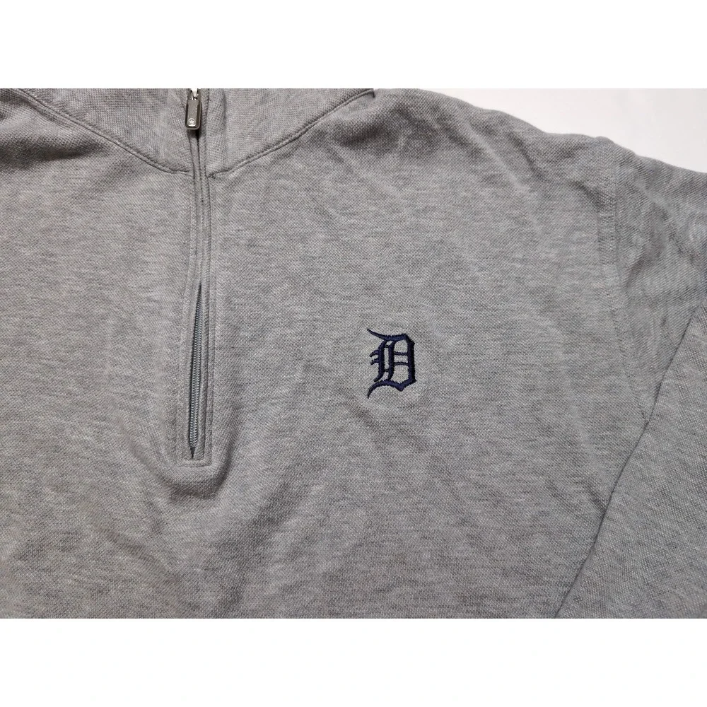 PETER MILLAR Detroit Tigers MLB Quarter Zip Sweater Mens XXL Gray